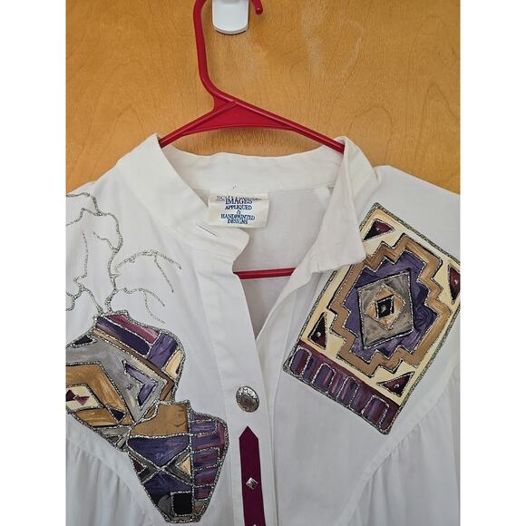 Vintage Western Jacket Southwestern Aztec Appliqué by Scottsdale Images Size S - Picture 2 of 8